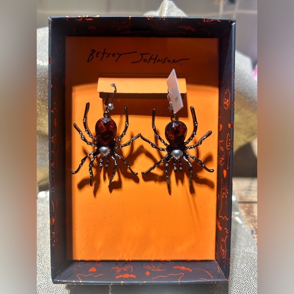 Betsey Johnson Jewelry - NWT- Betsey Johnson Red/Black Spider Earrings